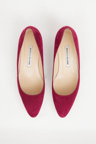 Manolo Blahnik Red Suede Listony Pump