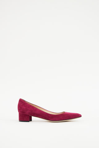 Manolo Blahnik Red Suede Listony Pump