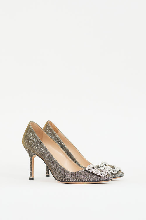 Manolo Blahnik Dark Gold Glitter Hangisi Pump