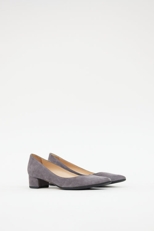 Manolo Blahnik Grey Suede Listony Pump