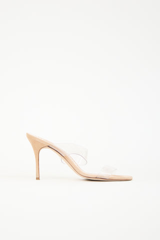 Manolo Blahnik Suede 
PVC Scolto Heel