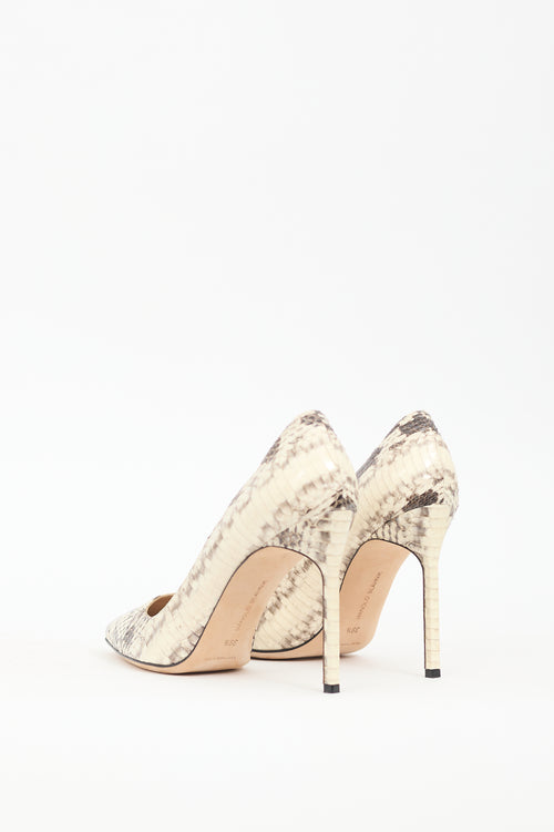 Manolo Blahnik Beige 
Brown Textured Leather BB Pump