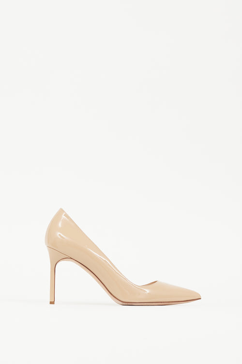 Manolo Blahnik Beige Patent Leather BB Heel