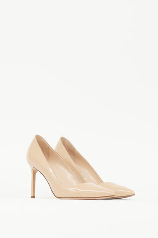 Manolo Blahnik Beige Patent Leather BB Heel