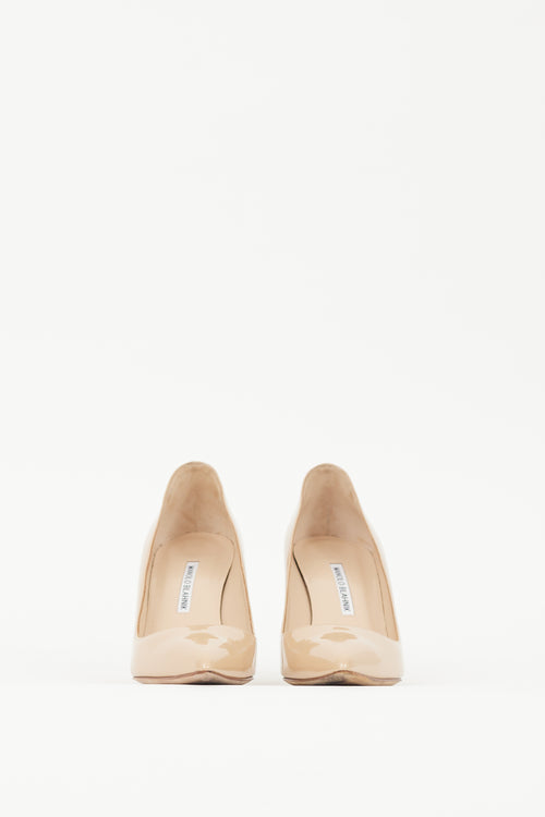 Manolo Blahnik Beige Patent Leather BB Heel