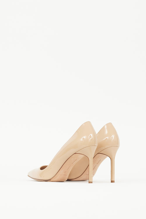 Manolo Blahnik Beige Patent Leather BB Heel