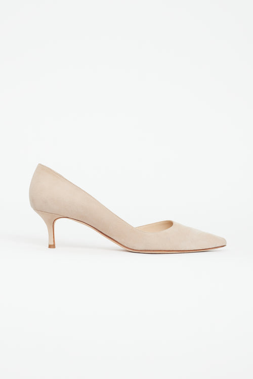 Manolo Blahnik Beige Suede D
orsay Heel