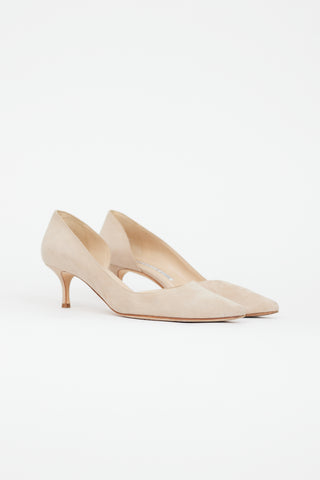 Manolo Blahnik Beige Suede D
orsay Heel