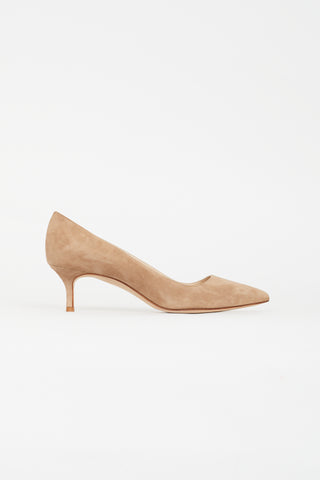 Manolo Blahnik Beige Suede Pointed Toe Pump