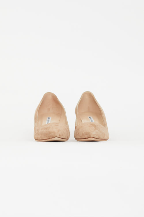 Manolo Blahnik Beige Suede Pointed Toe Pump