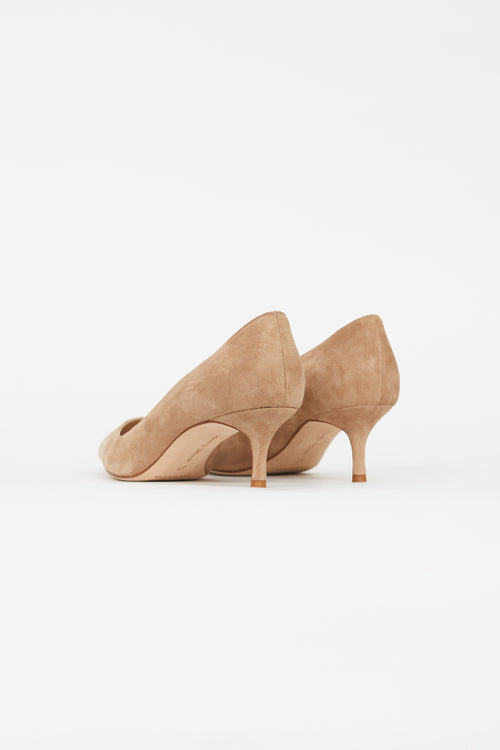 Manolo Blahnik Beige Suede Pointed Toe Pump