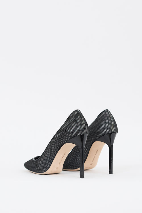 Manolo Blahnik Black Mesh Overlay BB 105 Pump