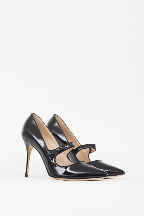 Manolo Blahnik Black Patent Camparinew Mary Jane Pump