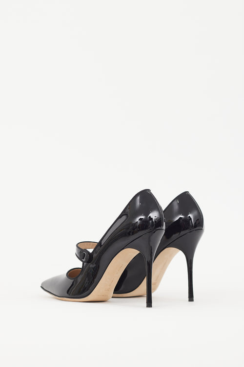 Manolo Blahnik Black Patent Camparinew Mary Jane Pump