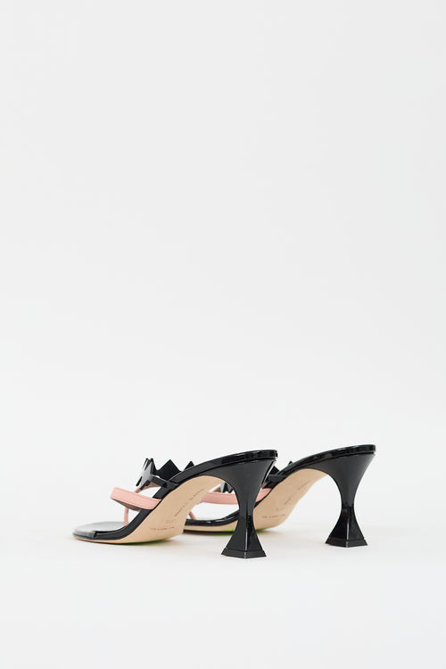 Manolo Blahnik Black 
Pink Patent Leather Sulafahi Heeled Sandal