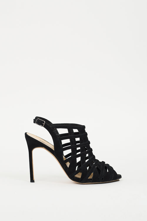 Manolo Blahnik Black Suede Dance 2 Slingback Sandal