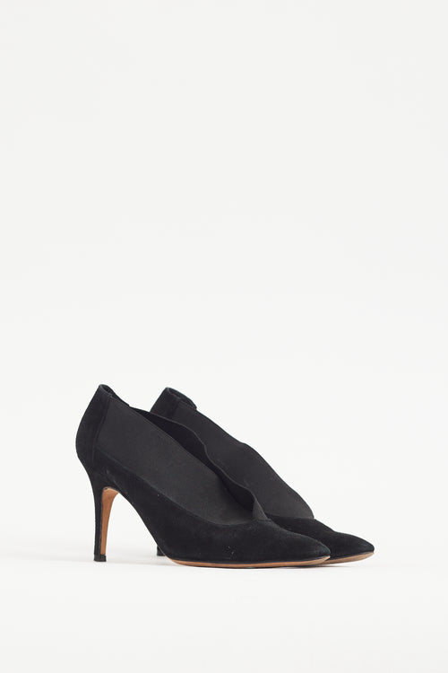 Manolo Blahnik Black Suede 
Elastic Bootie