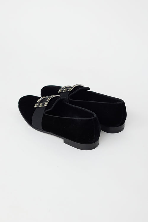 Manolo Blahnik Black Velvet Eaton Buckled Loafer