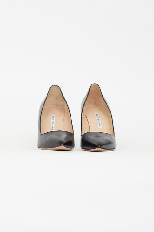 Manolo Blahnik Black Leather Pointed Toe Pump