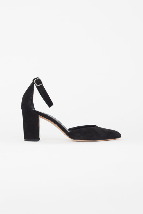 Manolo Blahnik Black Suede Lausam Heel