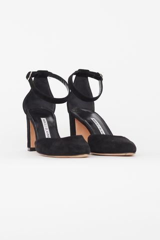 Manolo Blahnik Black Suede Lausam Heel