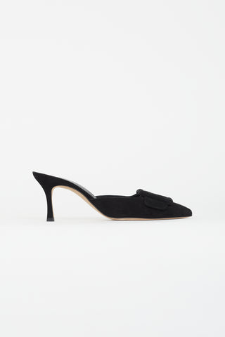 Manolo Blahnik Black Suede Maysale Mule