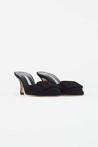 Manolo Blahnik Black Suede Maysale Mule