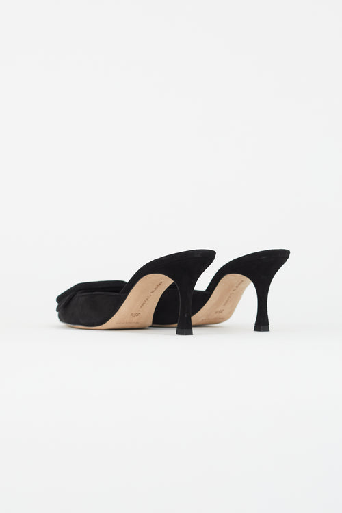 Manolo Blahnik Black Suede Maysale Mule