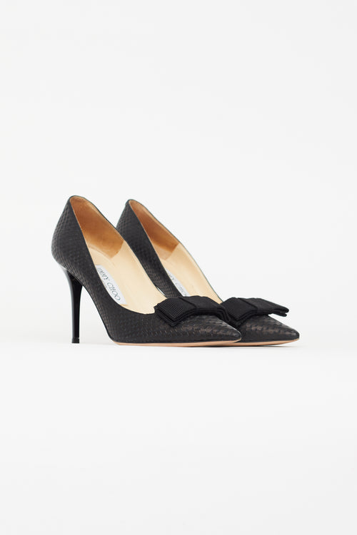 Jimmy Choo Black Textured Pointed Toe Pump