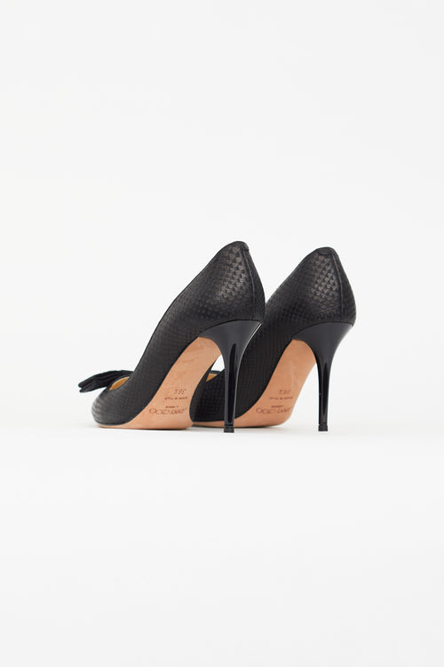 Jimmy Choo Black Textured Pointed Toe Pump