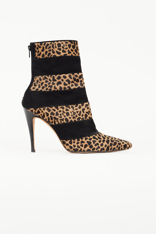 Manolo Blahnik Black 
Brown Print Ankle Boot