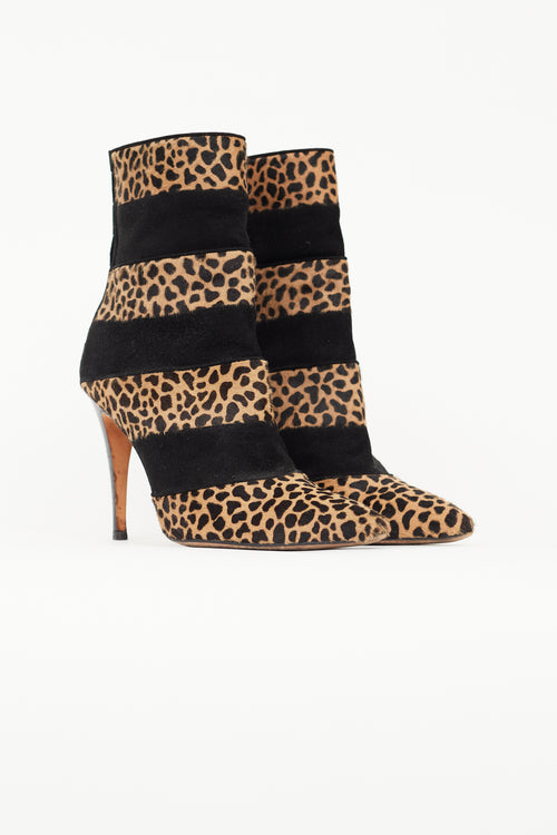 Manolo Blahnik Black 
Brown Print Ankle Boot