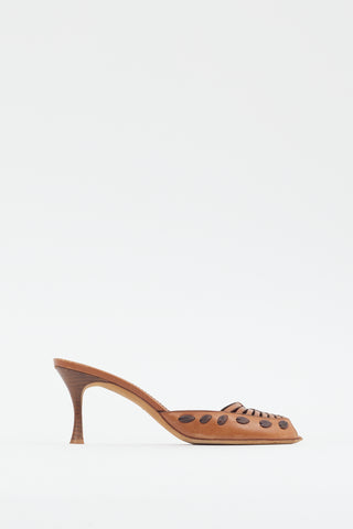 Manolo Blahnik Brown Leather Woven Mule