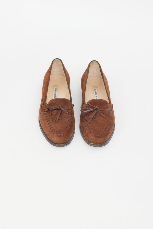 Manolo Blahnik Brown Suede Tassel Loafer