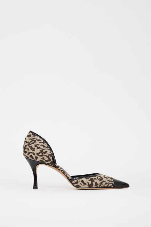 Manolo Blahnik Brown 
Grey Printed Dorle D
orsay Pump