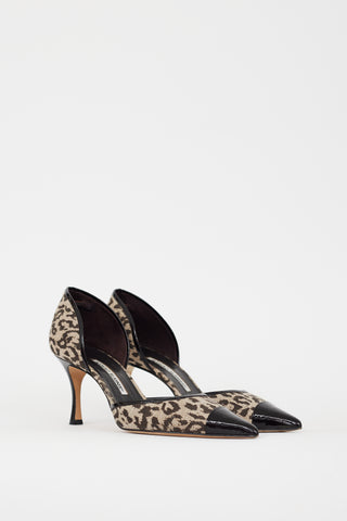 Manolo Blahnik Brown 
Grey Printed Dorle D
orsay Pump