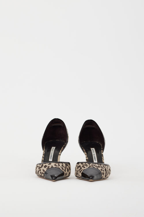 Manolo Blahnik Brown 
Grey Printed Dorle D
orsay Pump