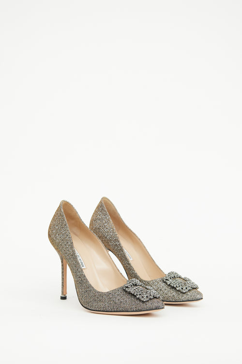 Manolo Blahnik Gold Hangisi Buckle Pump