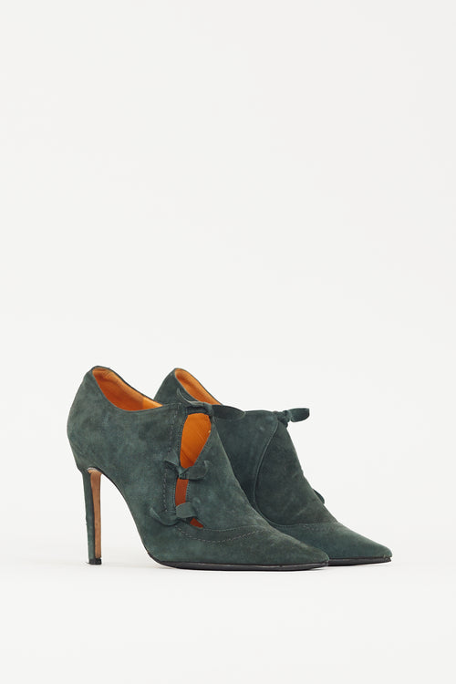 Manolo Blahnik Green Suede Bow Heel