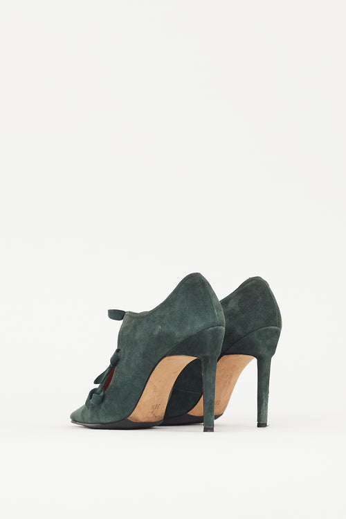 Manolo Blahnik Green Suede Bow Heel