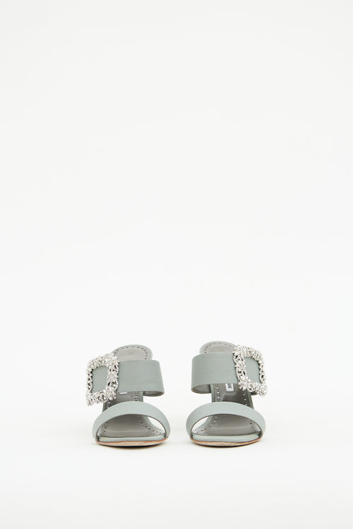 Manolo Blahnik Grey Gable Jewel Heel