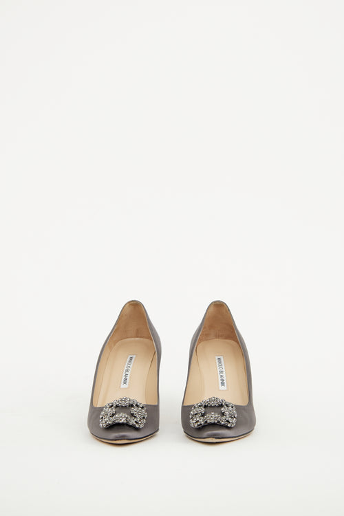 Manolo Blahnik Grey Hangisi Embelished Pump