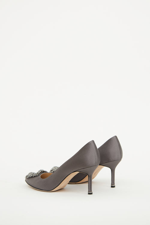 Manolo Blahnik Grey Hangisi Embelished Pump