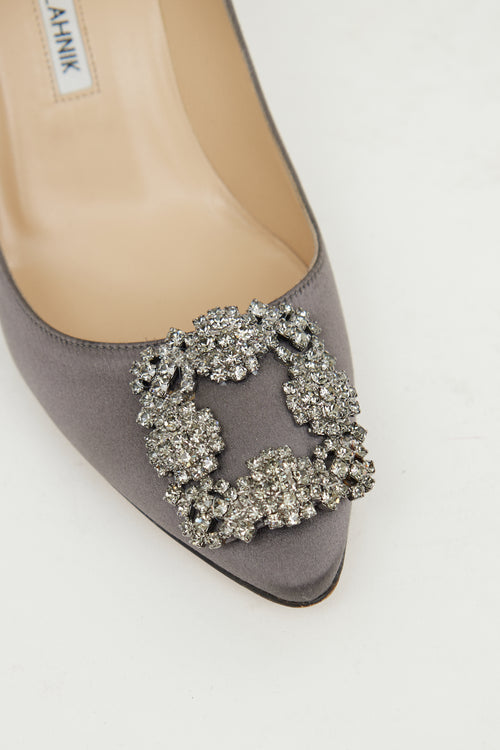 Manolo Blahnik Grey Hangisi Embelished Pump