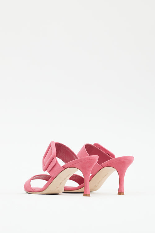 Manolo Blahnik Pink Suede Gable Sandal