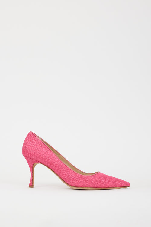 Manolo Blahnik Pink Woven BB 80mm Pump