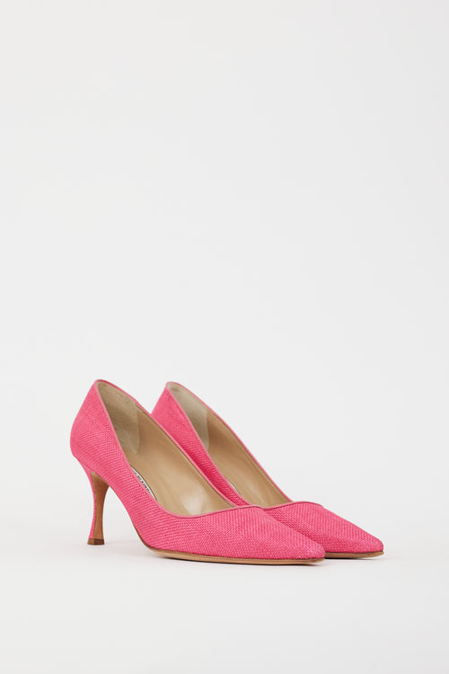 Manolo Blahnik Pink Woven BB 80mm Pump