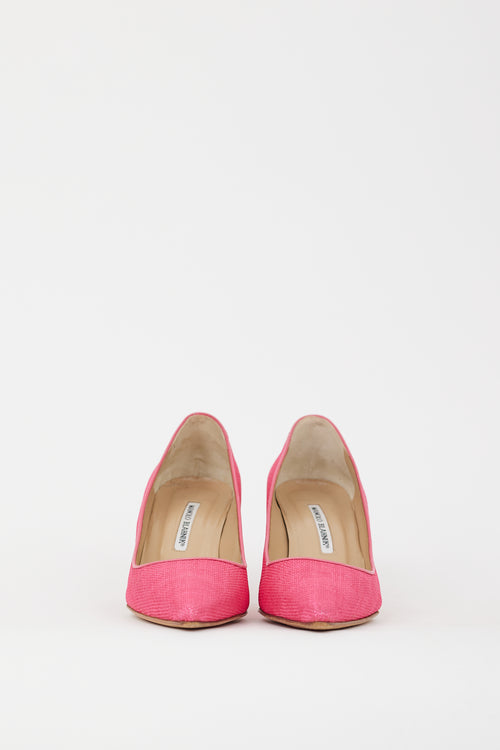 Manolo Blahnik Pink Woven BB 80mm Pump