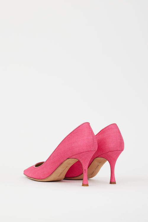 Manolo Blahnik Pink Woven BB 80mm Pump