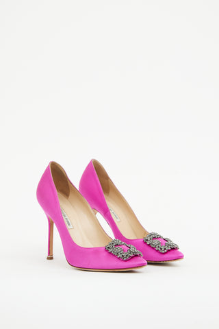 Manolo Blahnik Purple Satin Hangisi Pump